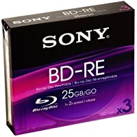 Sony 3BNE25SL - Discos de BLU-Ray regrabables (3 Unidades- BD-RE- Single Layer- 25 GB)